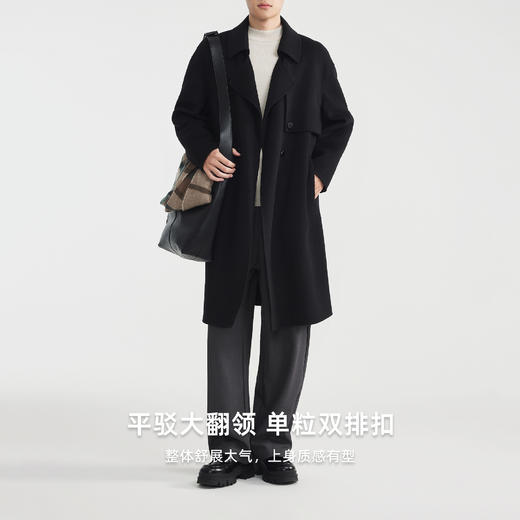 墨麦客男装2025年秋冬季新款平驳领中长款全羊毛双面呢大衣外套男 商品图1