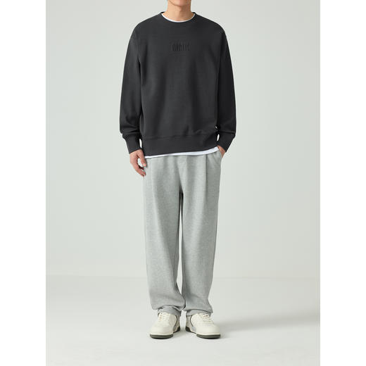 墨麦客330g重磅圆领卫衣男2023秋季新款立体字母压花男士休闲卫衣55418 商品图3