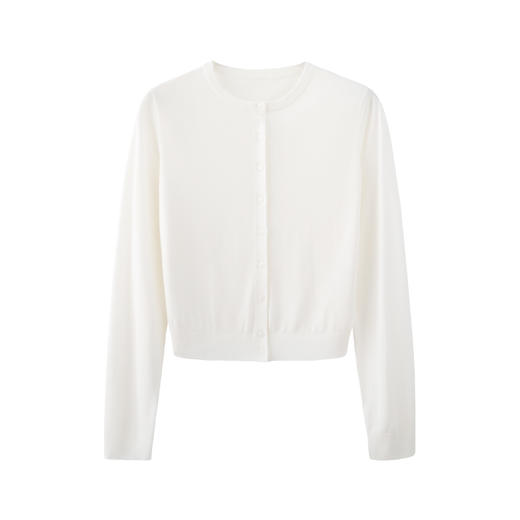 【门店同款】100%莱赛尔天丝极简风圆领纽扣针织开衫通勤上衣 商品图3