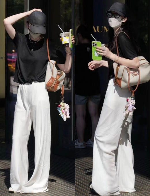 row丝麻裤。 白色。 卡其色。 黑色。 灰色。 商品图5