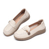 信诺真皮乐福鞋女平底一脚蹬软底不累脚妈妈鞋白色单鞋6C8166-32 商品缩略图4