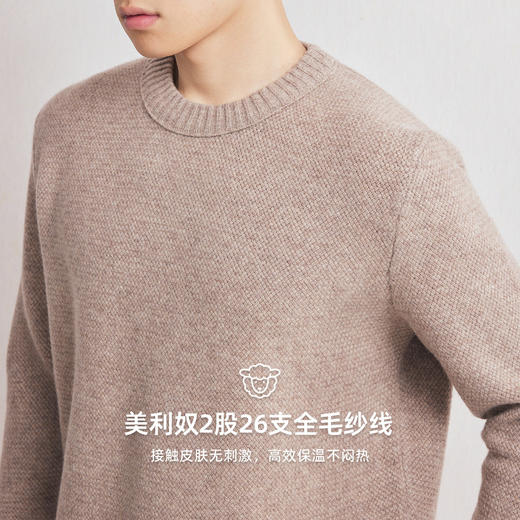 墨麦客男装2025年冬季新款圆领针织衫男士纯羊毛极简毛衣打底衫男 商品图3
