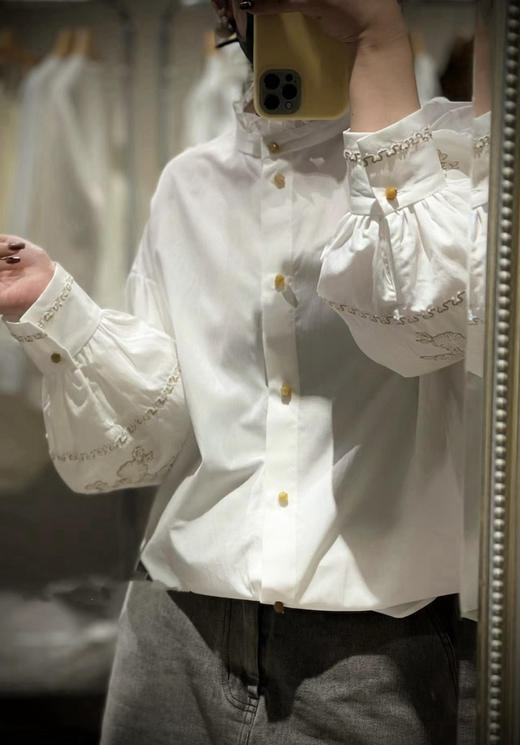 原单新款重磅金线刺绣木耳领设计感衬衫（宽松款） 商品图4