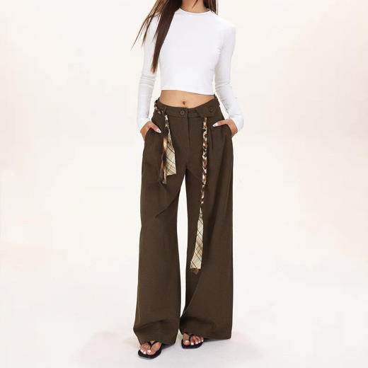 SUTUS/【花绳全棉】直筒裤丨超值！100%棉 高腰显瘦弯刀裤 商品图3