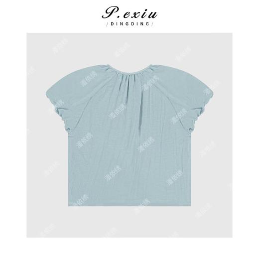 03-5潘依绣丁丁宠粉法式温柔俏皮系绳泡泡袖衬衫Q6842 商品图1