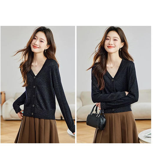 【轻熟风 轻薄透气】特种纱精纺美丽诺羊毛开衫外套女YM240033 商品图2