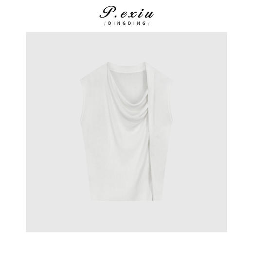 03-5潘依绣丁丁宠粉100%天丝时髦不规则荡领无袖针织上衣 ZZ0910 商品图0