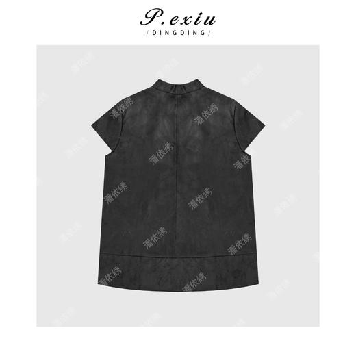 03-5潘依绣丁丁宠粉【暗香蝶影】香云纱桑波缎真丝提花小飞袖上衣J5607 商品图2