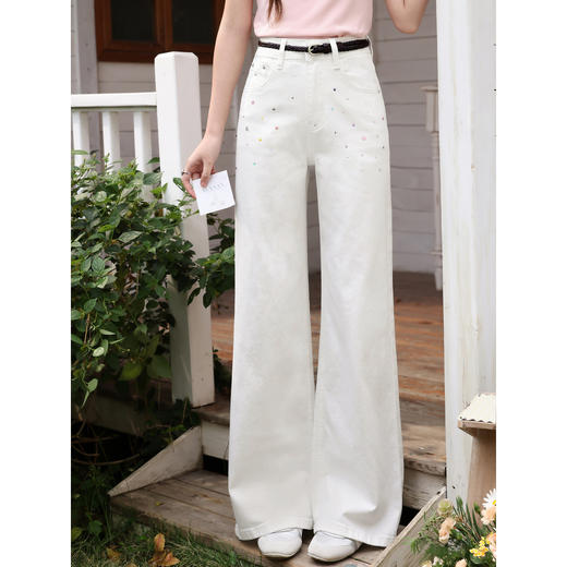 鹿向南【0330/20:00新品前一小时7折限量100件】白色牛仔裤 商品图0