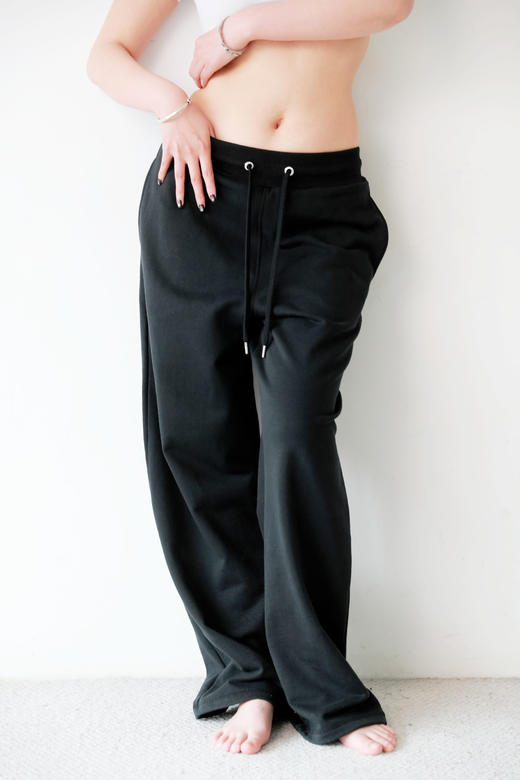 真的好显瘦，yyds阔腿裤一枚。后兜儿小标刺绣松紧腰长裤E032860 商品图11