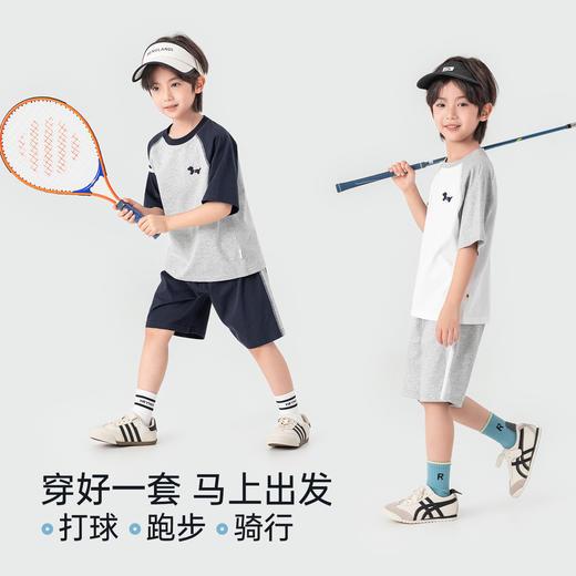 【件件底价，童装双倍积分】多多家男童运动套装凉感2026夏装新款夏季儿童短袖T恤中大童短裤11875 商品图1