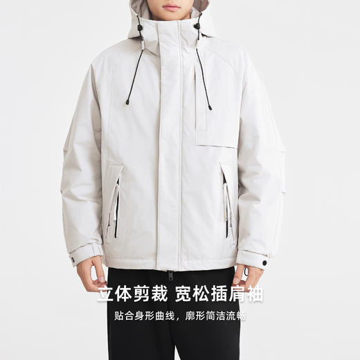 墨麦客男装2025年冬季新款高支高密平纹梭织面料连帽短款羽绒服男 商品图1