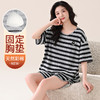 SIFUNING 彩棉圆领带胸垫短袖短裤家居服，柔软舒适又透气，不挑人不挑身材 商品缩略图5