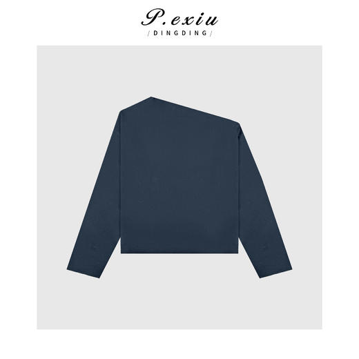 03-5潘依绣丁丁宠粉时髦减龄百搭斜肩长袖T恤Q5941 商品图0