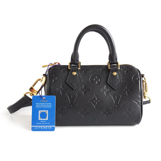 【95新】LV路易威登NANO SPEEEDY M82450黑色全皮压花nano speedy 单肩斜挎手提包女士260326AK09 商品图0