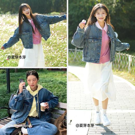 森柔|商场同款森马牛仔外套女春季oversize毛边2026新款街头夹克 商品图4