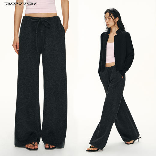 Ariseism黑标 羊毛混纺毛织休闲裤女春季新款长裤子 商品图0