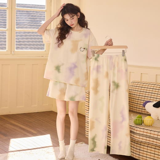 2026新款夏季纯棉短袖三件套装 可外穿少女家居服睡衣 商品图8