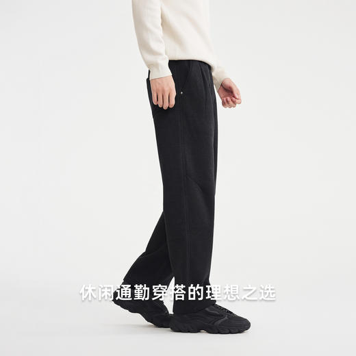 墨麦客男装松紧腰加绒休闲裤男2025冬新款简约直筒男士裤子91485 商品图3