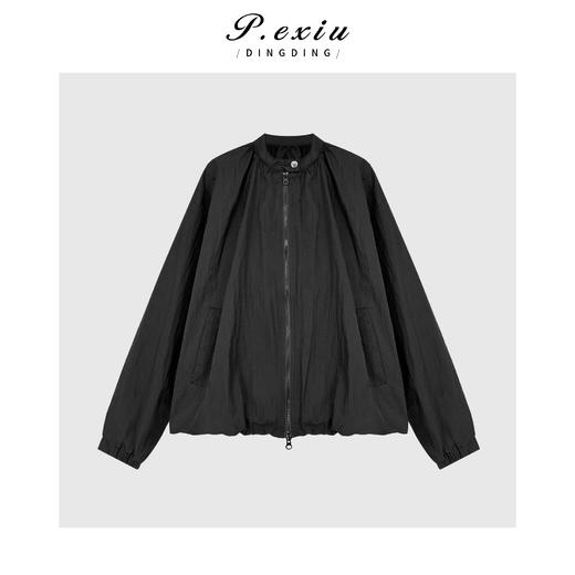 04-1潘依绣丁丁宠粉韩系时尚百搭亚光黑圆领拉链外套Q2356 商品图0