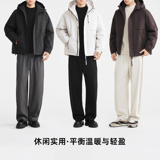 墨麦客男装2025年冬季新款高支高密平纹梭织面料连帽短款羽绒服男 商品图4