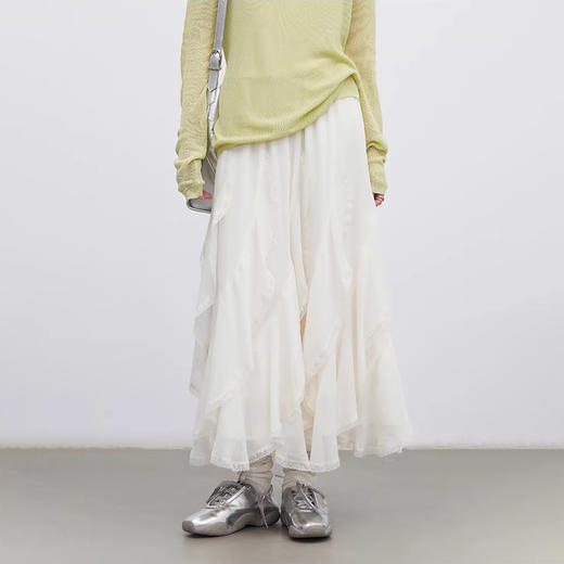 3~5天发货！灵动生风‼️【特妮娜 荷叶蕾丝花边长裙】显高显瘦 垂感遮肉 网纱面料 柔软舒适 遮假胯 遮腿粗 22裁片拼接 商品图5