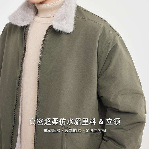 墨麦客男装超柔仿水貂两穿外套男2025冬新款三防加绒夹克男81559 商品图3