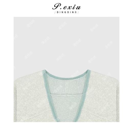 03-5潘依绣丁丁宠粉复古慵懒撞色V领长袖针织上衣Q69544 商品图2