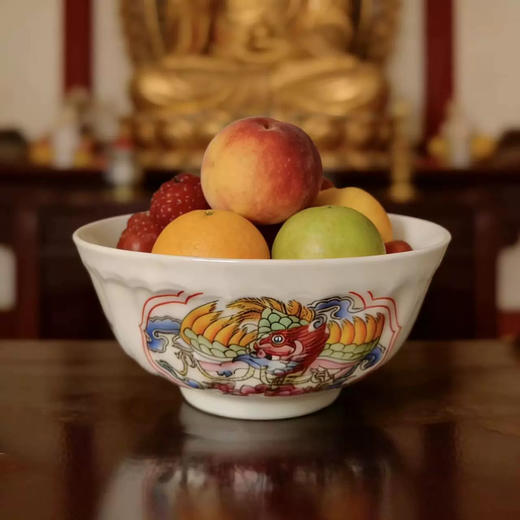 喇荣纪念品白陶瓷骨瓷印花餐具 聚福碗 招财碗 商品图1