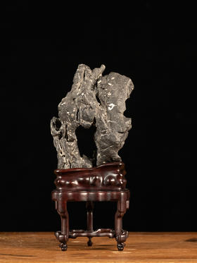 黑太湖文房赏石（红木座）