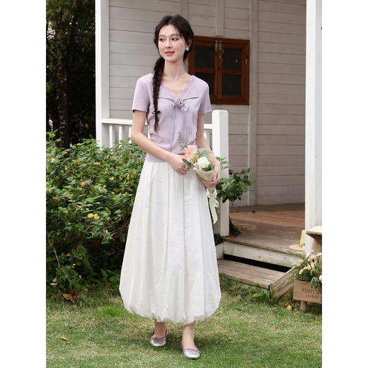 鹿向南【0330/20:00新品前一小时7折限量100件】紫色T恤 商品图1