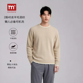 【门店同款】极简风圆领羊毛混纺针织衫男长袖休闲毛衣1Q1112502