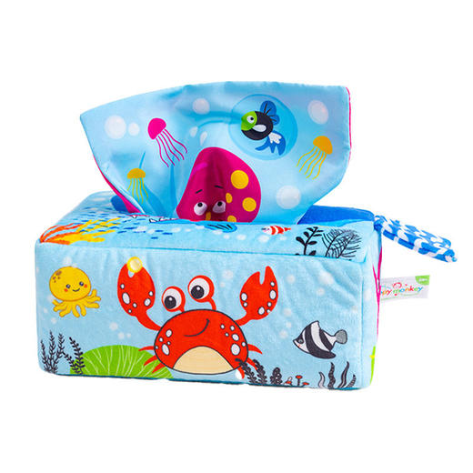 Happy monkey婴儿早教益智绒布纸巾盒响纸抽抽乐玩具工厂批发 商品图4