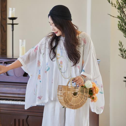 【林栖设计小店】手工绣花|婴儿棉压褶肌理感2026夏新款印花衬衣两件套1962140 商品图0