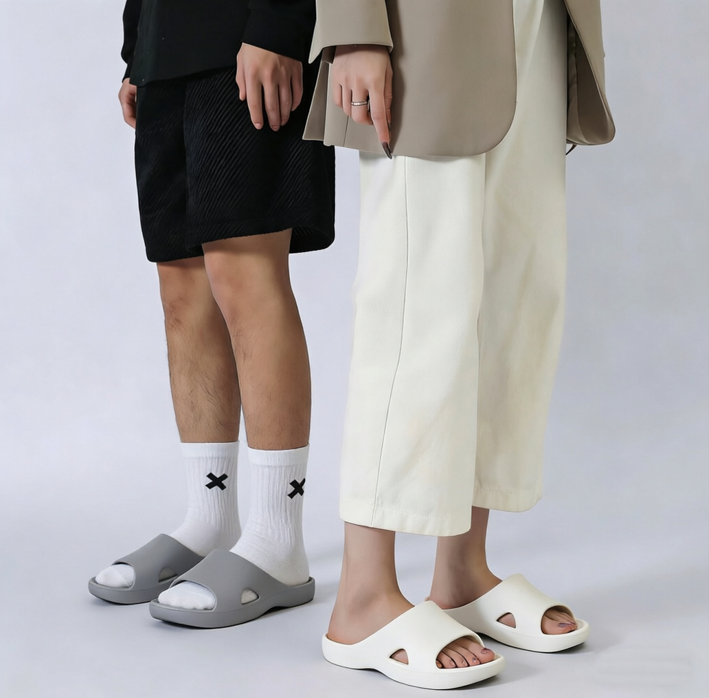 【2双49.9元，购物车下单】沐初良品 情侣家居拖鞋男女同款符合人体工学的设计，缓解站立疲劳，加宽鞋面！