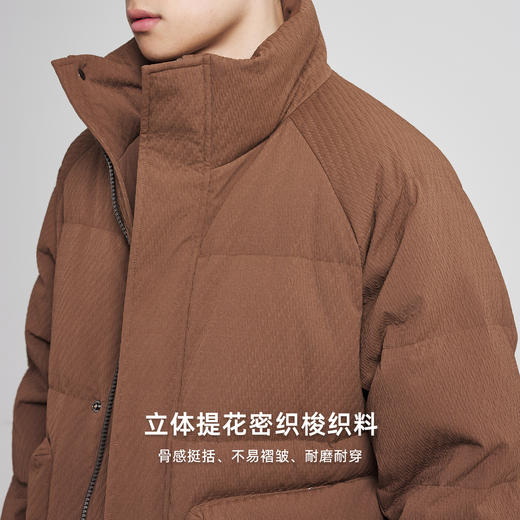 墨麦客男装老钱风立领羽绒服男士2025冬季新款厚款提花保暖外套男 商品图3