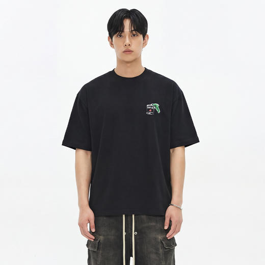 DRONKOO 2026 圆领左胸菠菜后幅大力水手手绘微阔短袖T恤 商品图3