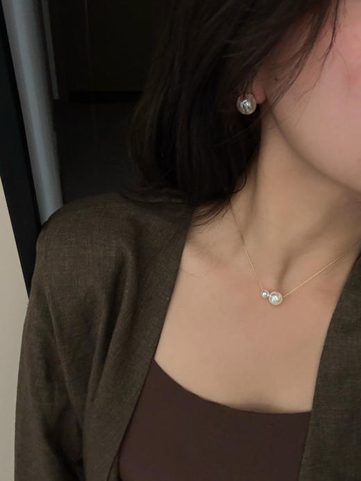 极光天女路路通戴妃进口天然贝珠施华洛世奇锆石项链耳钉 商品图11