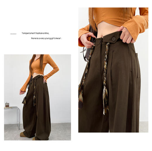 SUTUS/【花绳全棉】直筒裤丨超值！100%棉 高腰显瘦弯刀裤 商品图1