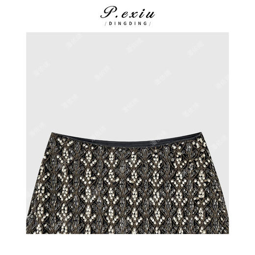 04-1潘依绣丁丁宠粉设计师款立体亮片精致小香半身裙Q69584 商品图2