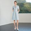 IWY/夏季蓝色短袖西装连衣裙女高级感气质收腰裙子正式场合职业裙6Q19 商品缩略图1