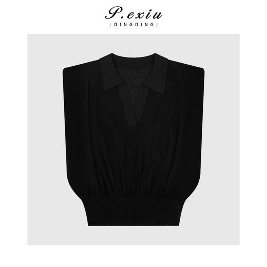 03-5潘依绣丁丁宠粉简约百搭POLO领短袖针织上衣Q3364 商品图0