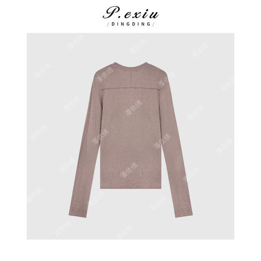 03-5潘依绣丁丁宠粉简约百搭磨绒圆领长袖打底T恤Q1644 商品图1