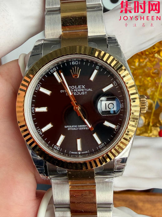 劳力士 VS日志41系列 VS日志V2版 间金黑盘 男士腕表 丹东3235机 板带 三珠带 表径41mm 商品图2