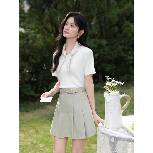 鹿向南【0331/20:00新品前1小时7折限量100件】卡其色短款半身裙 商品图2