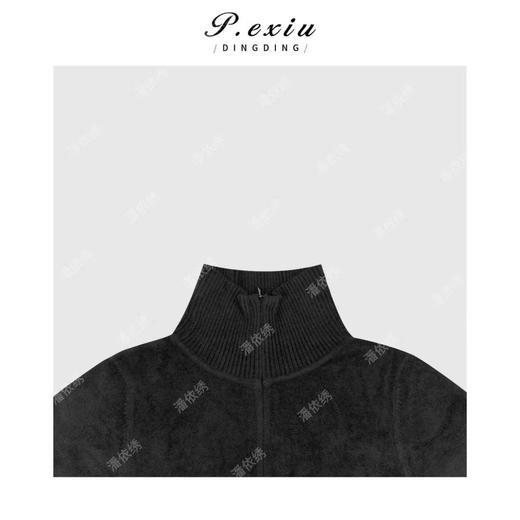 04-1潘依绣丁丁宠粉休闲百搭磨绒感半开领短袖针织上衣Q99884 商品图2