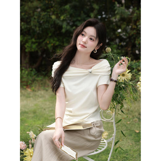 鹿向南【0331/20:00新品前1小时7折限量100件】杏色T恤 商品图4