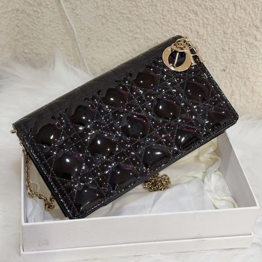 DIOR 黑金 藤格纹 漆皮 三合一  woc 链条包 商品图0
