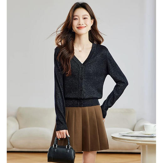 【轻熟风 轻薄透气】特种纱精纺美丽诺羊毛开衫外套女YM240033 商品图1