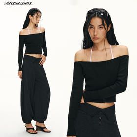 Ariseism黑标 羊毛短款针织衫上衣女春季新款上衣